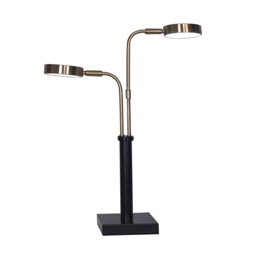 Sarantino LED Metal Table Lamp with 2 Lights Brushed Gold Black Finish - Image 2