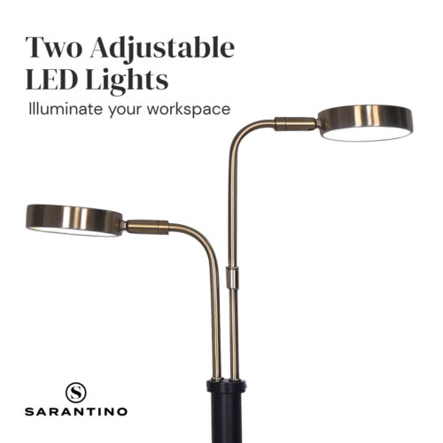 Sarantino LED Metal Table Lamp with 2 Lights Brushed Gold Black Finish - Image 6