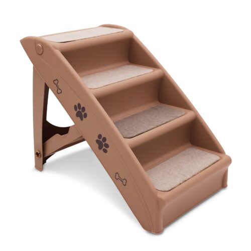 Furtastic 50cm Foldable Pet Step Ladder Stairs  Brown - Image 2