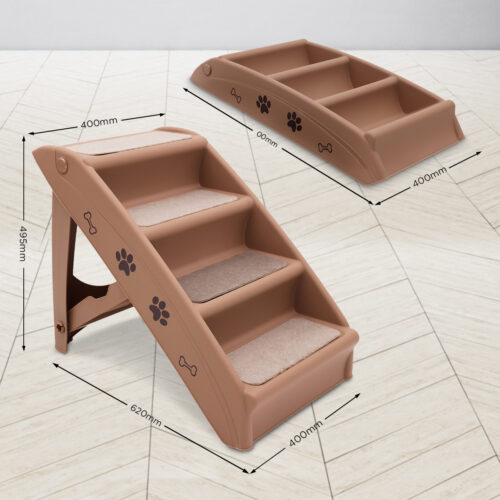 Furtastic 50cm Foldable Pet Step Ladder Stairs  Brown - Image 5