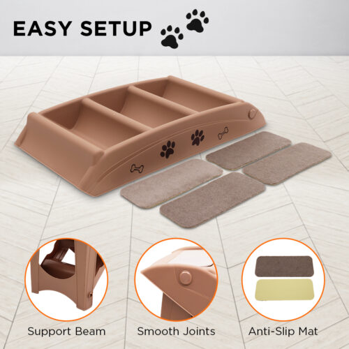 Furtastic 50cm Foldable Pet Step Ladder Stairs  Brown - Image 7