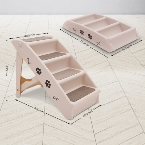 Furtastic 50cm Foldable Pet Step Ladder Stairs  White - Image 5