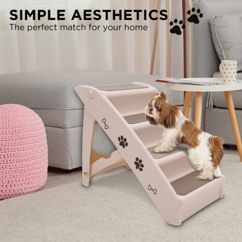 Furtastic 50cm Foldable Pet Step Ladder Stairs  White - Image 6
