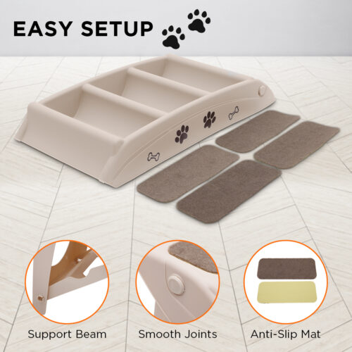 Furtastic 50cm Foldable Pet Step Ladder Stairs  White - Image 7