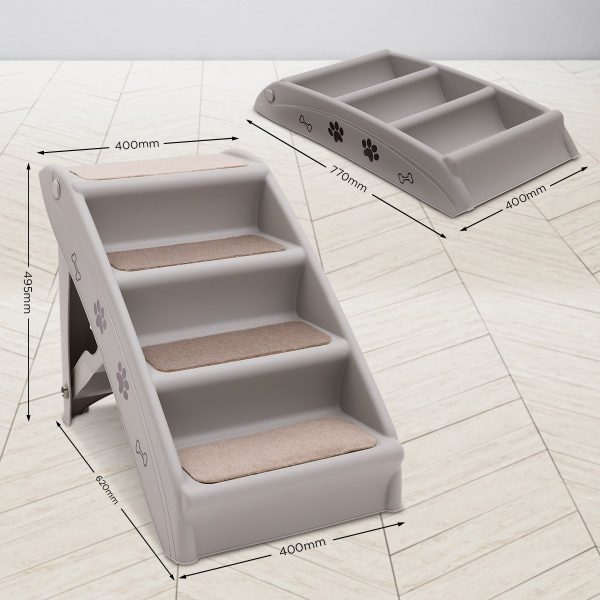 Furtastic 50cm Foldable Pet Step Ladder Stairs  Grey - Image 7