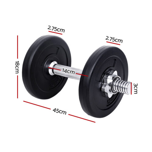 Everfit 10kg Dumbbell Set Weight Plates Dumbbells Lifting Bench - Image 3