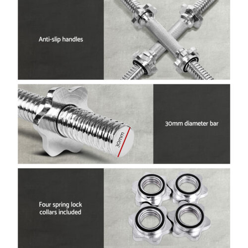 Everfit 45cm Dumbbell Bar Gym Home Exercise 150kg Capacity - Image 8