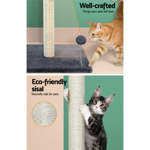 i.Pet Cat Tree 105cm Scratching Post Scratcher Tower Condo House Hanging toys Grey - Image 5