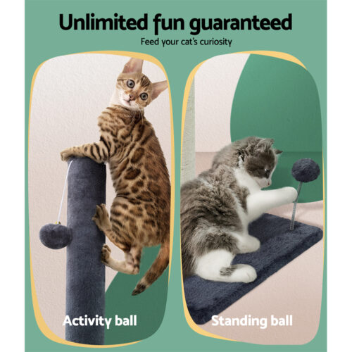 i.Pet Cat Tree 105cm Scratching Post Scratcher Tower Condo House Hanging toys Grey - Image 6