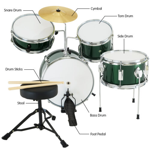 Karrera Childrens 4pc Drumkit  Green - Image 9