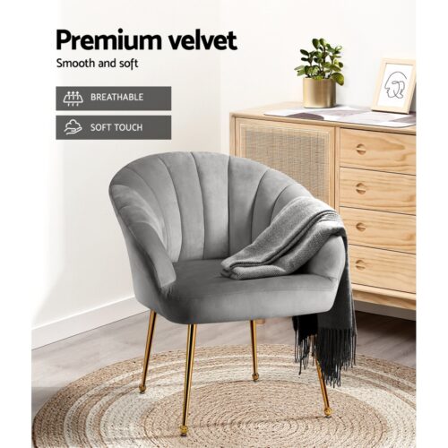 Artiss Armchair Velvet Grey Eloise - Image 4