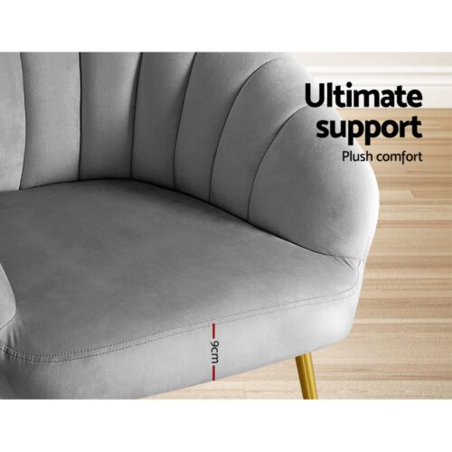 Artiss Armchair Velvet Grey Eloise - Image 5