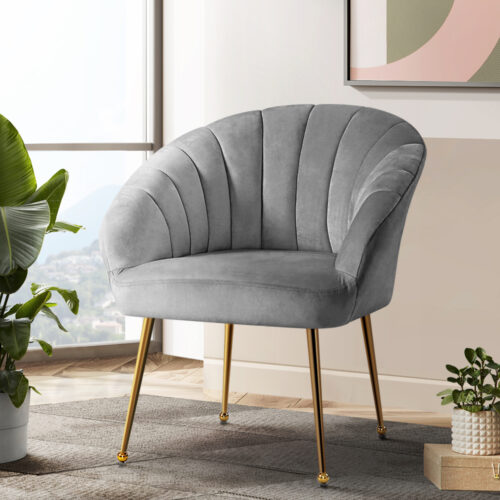 Artiss Armchair Velvet Grey Eloise - Image 7