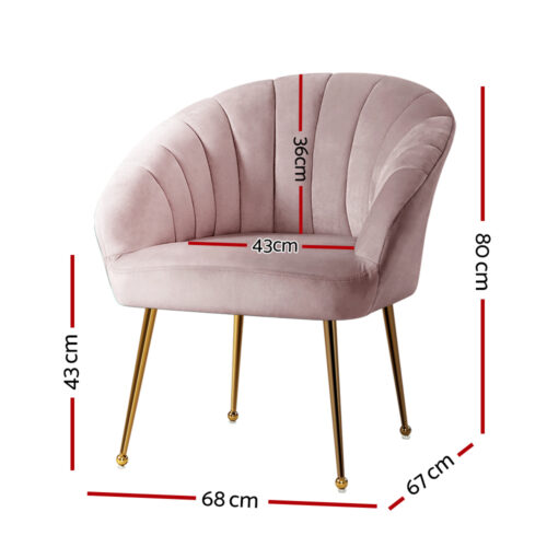 Artiss Armchair Velvet Pink Eloise - Image 2