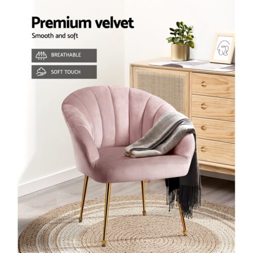 Artiss Armchair Velvet Pink Eloise - Image 4
