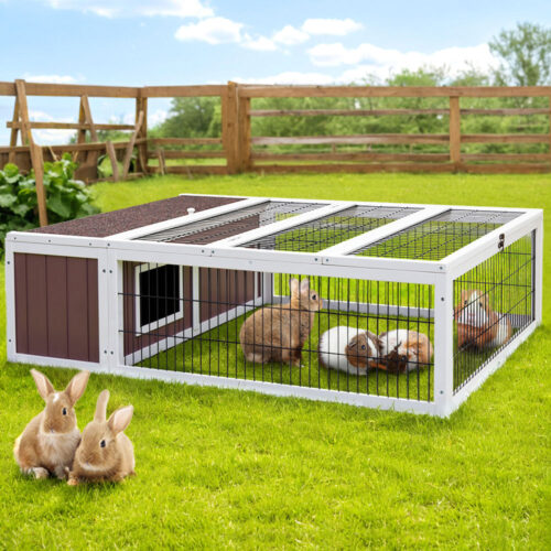 i.Pet Rabbit Hutch 124cm x 90cm x 35cm Chicken Coop Large Outdoor Wooden Run Cage House - Image 7