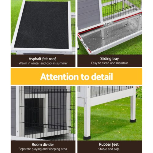 i.Pet Rabbit Hutch Chicken Coop 97cm x 49cm x 86cm Chicken Coop Large Run Wooden Outdoor Cage House - Image 6