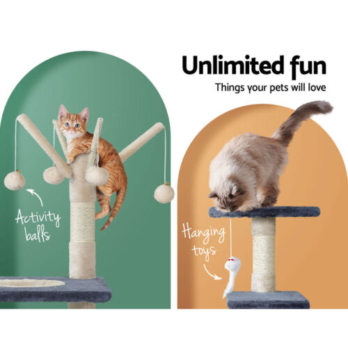 i.Pet Cat Tree 110cm Tower Scratching Post Scratcher Wood Condo House Bed Toys - Image 4