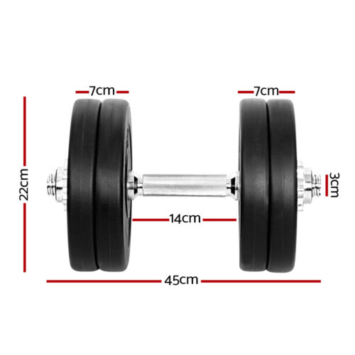 Everfit 25kg Dumbbell Set Weight Plates Dumbbells Lifting Bench - Image 3