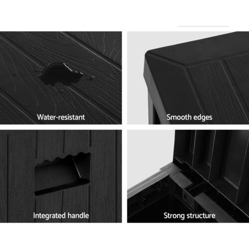 Gardeon Outdoor Storage Box 195L Organiser Garden Bench Deck Toy Shed Tool Black - Image 5