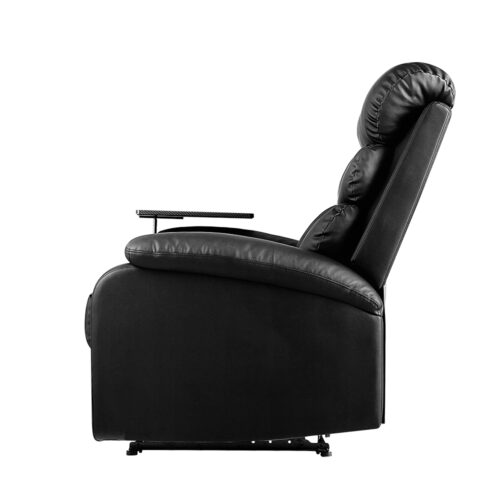 Artiss Recliner Chair Leather Black Tray Table Erika - Image 5