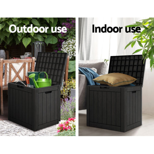 Gardeon Outdoor Storage Box 118L Container Lockable Garden Toy Tool Shed Black - Image 7