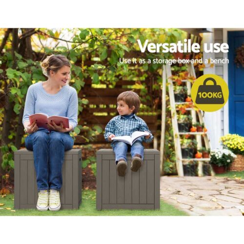 Gardeon Outdoor Storage Box 118L Container Lockable Garden Toy Tool Shed Grey - Image 5