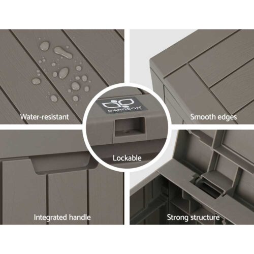 Gardeon Outdoor Storage Box 118L Container Lockable Garden Toy Tool Shed Grey - Image 6