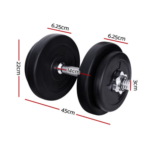 Everfit 20kg Dumbbell Set Weight Plates Dumbbells Lifting Bench - Image 3