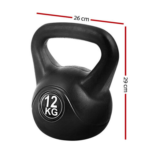 Everfit 12kg Kettlebell Set Weight Lifting Bench Dumbbells Kettle Bell Gym Home - Image 3