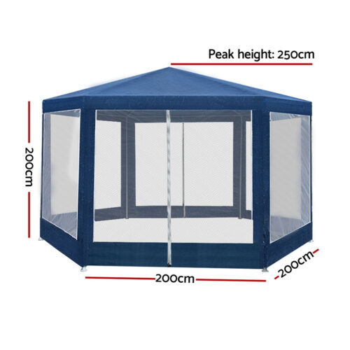Instahut Gazebo?2x2m Marquee Wedding Party Tent Outdoor Camping Mesh Wall Canopy Shade Gazebos Navy - Image 3