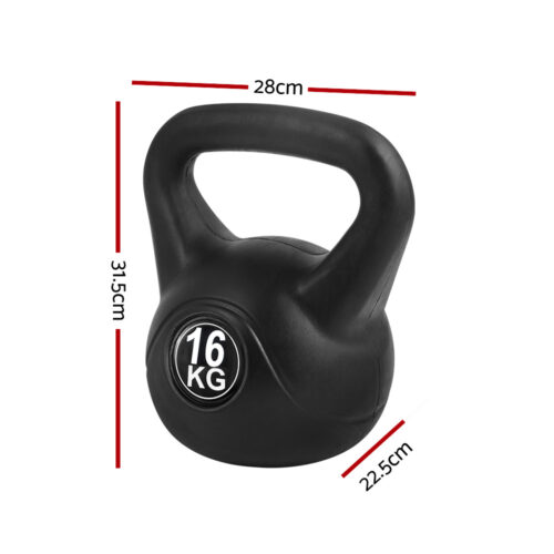 Everfit 16kg Kettlebell Set Weight Lifting Bench Dumbbells Kettle Bell Gym Home - Image 3