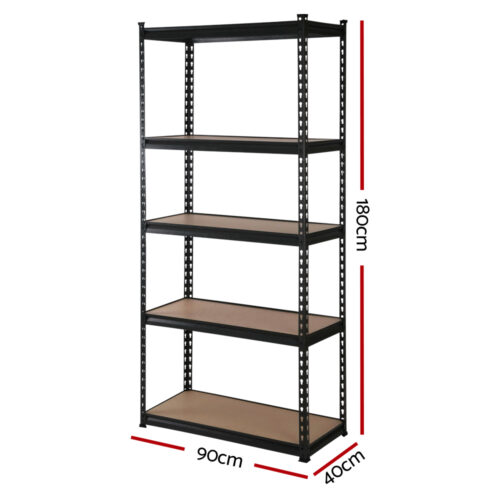 Giantz 4x1.8M Garage Shelving Warehouse Rack Pallet Racking Storage Shelve Black - Image 3