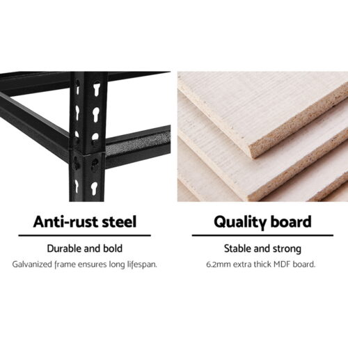 Giantz 4x1.8M Garage Shelving Warehouse Rack Pallet Racking Storage Shelve Black - Image 7