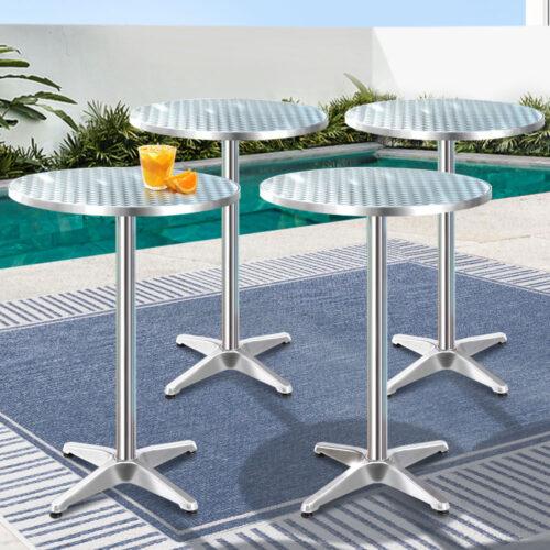 Gardeon Set of 4 Outdoor Bar Table Aluminium Round 70/110CM - Image 9