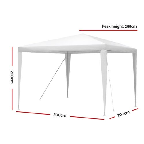 Instahut Gazebo 3x3m Wedding Party Marquee Tent Outdoor Event Camping Canopy Shade White - Image 3