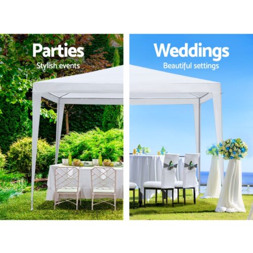 Instahut Gazebo 3x3m Wedding Party Marquee Tent Outdoor Event Camping Canopy Shade White - Image 5