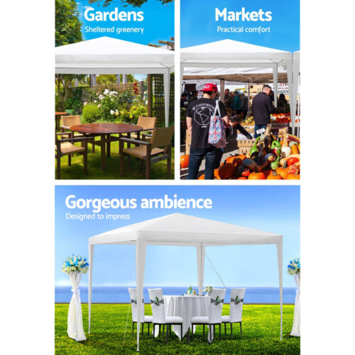 Instahut Gazebo 3x3m Wedding Party Marquee Tent Outdoor Event Camping Canopy Shade White - Image 6