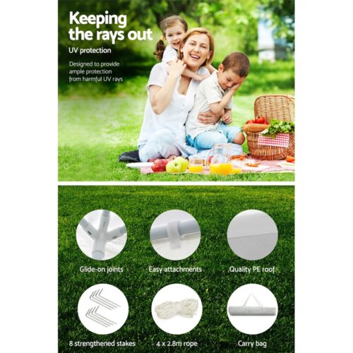 Instahut Gazebo 3x3m Wedding Party Marquee Tent Outdoor Event Camping Canopy Shade White - Image 8