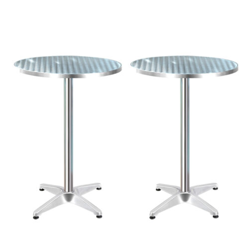 Gardeon Set of 2 Outdoor Bar Table Aluminium Round 70/110CM - Image 2