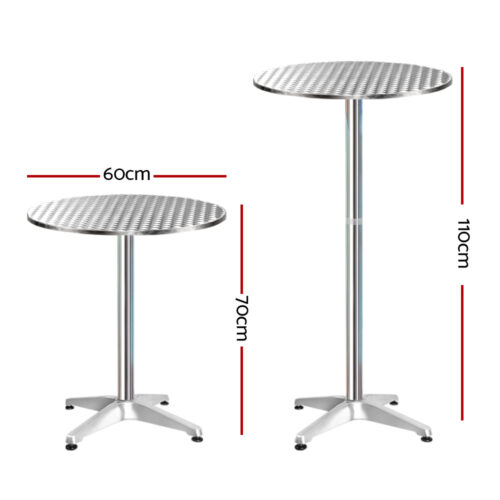 Gardeon Set of 2 Outdoor Bar Table Aluminium Round 70/110CM - Image 3