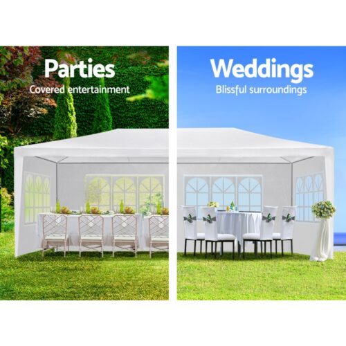 Instahut Gazebo 3x6m Marquee Wedding Party Tent Outdoor Camping Side Wall Canopy 4 Panel White - Image 5