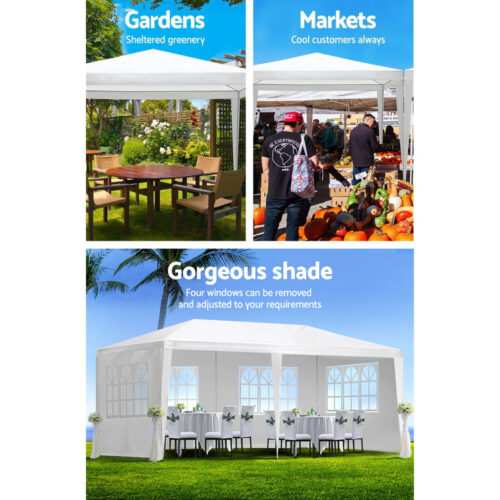 Instahut Gazebo 3x6m Marquee Wedding Party Tent Outdoor Camping Side Wall Canopy 4 Panel White - Image 6