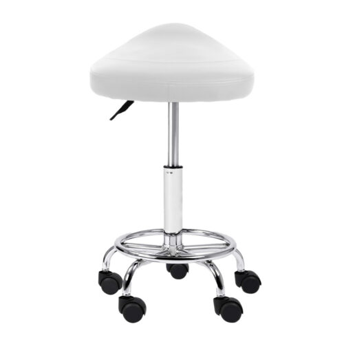 Artiss Salon Stool Saddle Swivel Chair White - Image 5