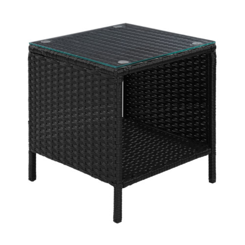 Gardeon Coffee Side Table Wicker Desk Rattan Outdoor Furniture Garden Black - Image 4