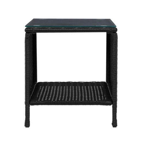 Gardeon Coffee Side Table Wicker Desk Rattan Outdoor Furniture Garden Black - Image 5