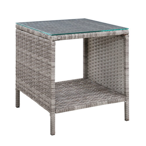 Gardeon Coffee Side Table Wicker Desk Rattan Outdoor Furniture Garden Grey - Image 2