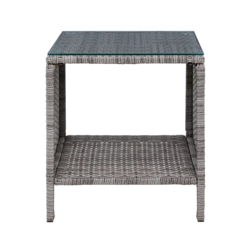 Gardeon Coffee Side Table Wicker Desk Rattan Outdoor Furniture Garden Grey - Image 5
