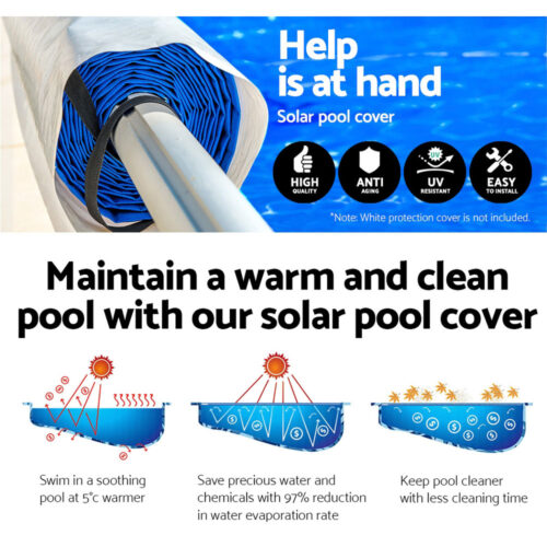 Aquabuddy Pool Cover 500 Micron 7x4m Silver Swimming Pool Solar Blanket 4m Roller - Image 4