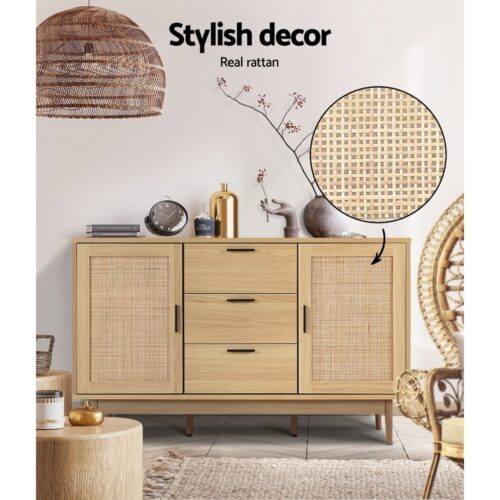 Artiss Rattan Buffet Sideboard - BRIONY Oak - Image 6